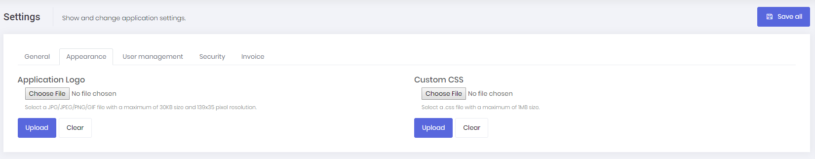 Appearance settings Appearance settings