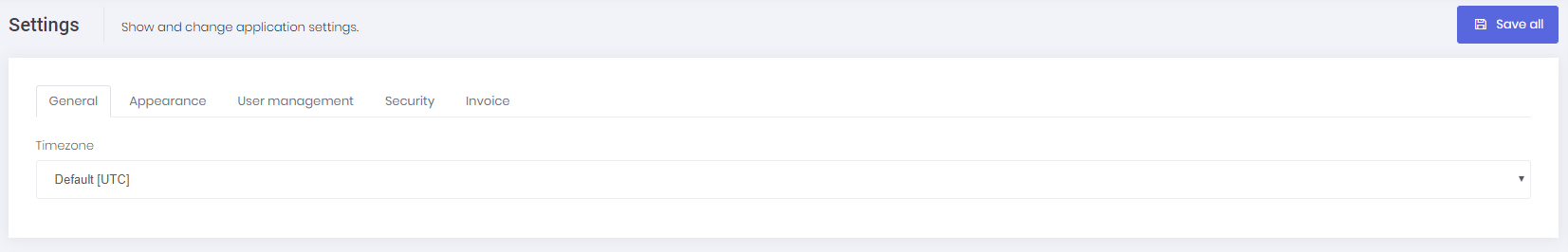 General settings General settings